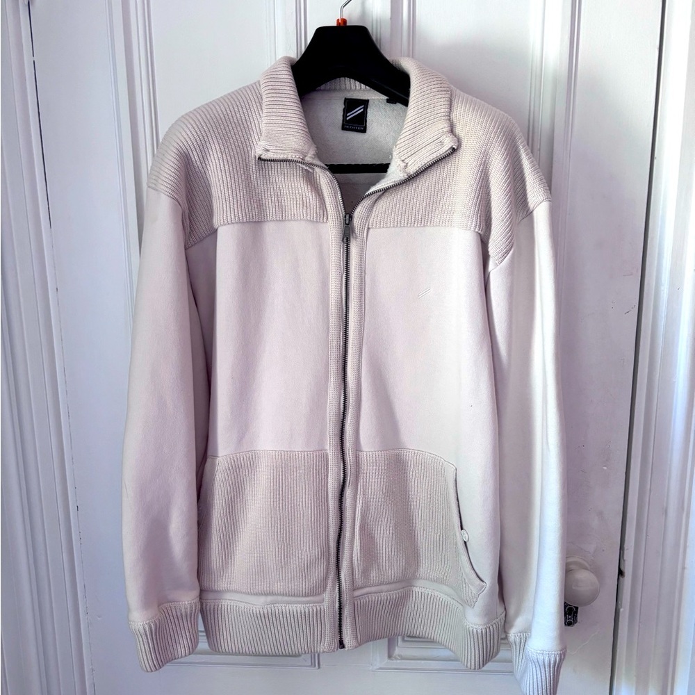 Men’s Vintage Hechter 80’s Cream Zip Front Thick Cotton Jacket Size XL